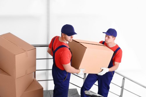 Professional packing materials and boxes prepared for a move in Roehampton