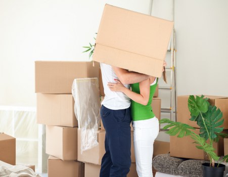 Furniture and boxes loaded for removal truck hire in Roehampton