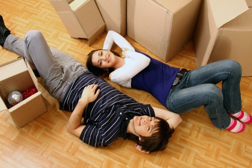 Furniture and boxes loaded for a Roehampton moving job
